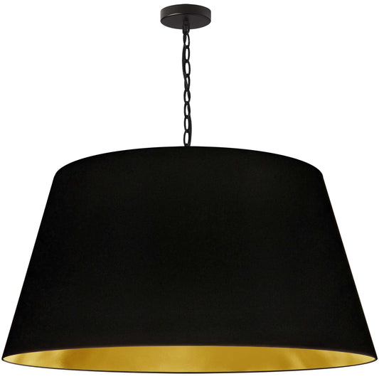 Dainolite 1 Light Brynn X-Large Pendant, Black/Gold Shade, Black - Renoz