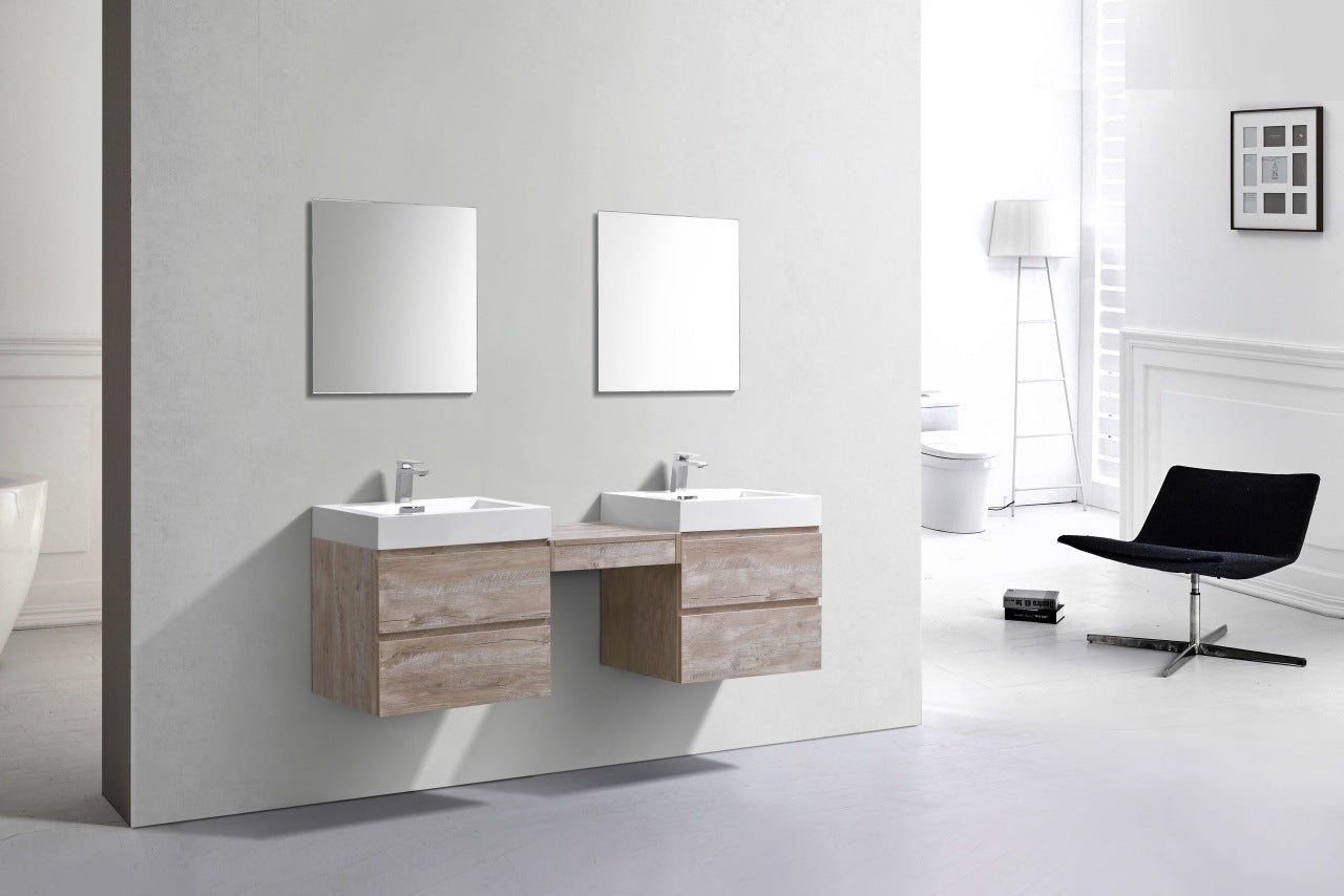 Kube Bath Bliss 68″ Wall Mount Double Sink Modern Bathroom Vanity
