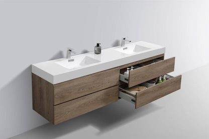 Kube Bath Bliss 80" Wall Mount / Wall Hung Modern Double Sink Bathroom Vanity With 4 Drawers Acrylic Countertop - Renoz