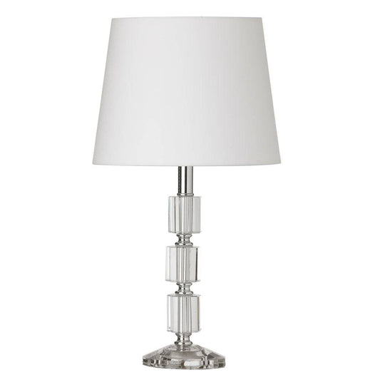 Dainolite 1 Light Crystal Table Lamp Polished Chrome, White Shade - Renoz