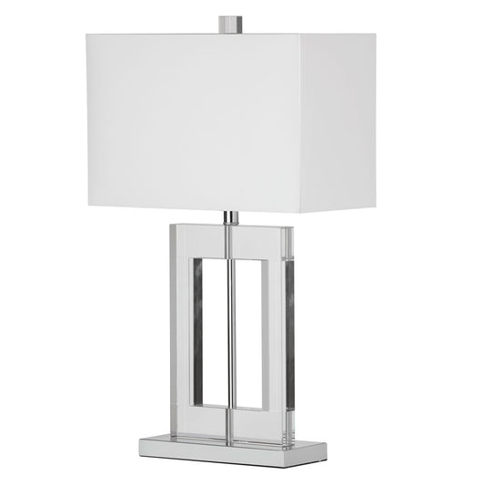 Dainolite 1 Light Crystal Table Lamp, Polished Chrome, White Shade - Renoz