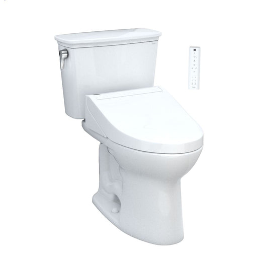 Toilette deux pièces transitionnelle à hauteur universelle Toto Drake avec siège de bidet Washlet C5 - 1,28 GPF