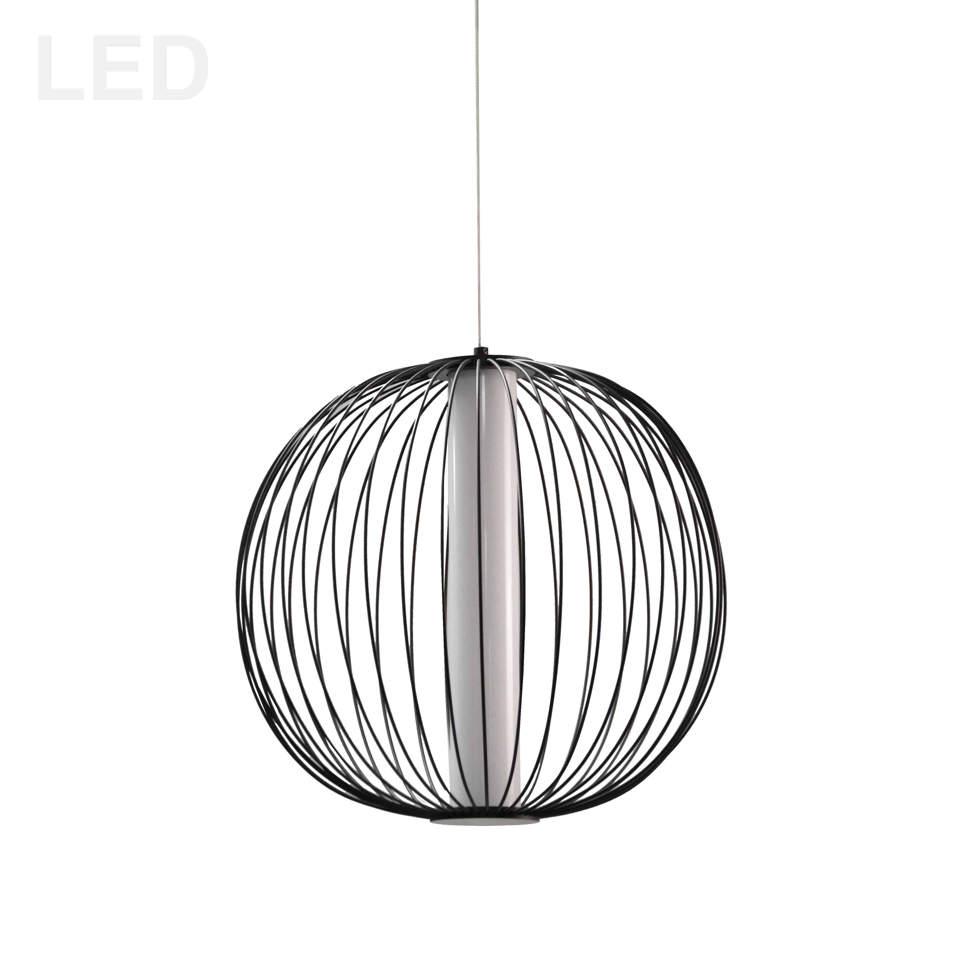 Dainolite 20W LED Pendant, Matte Black with White Acrylic Diffuser - Renoz