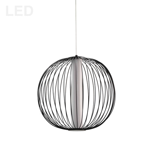 Dainolite 20W LED Pendant, Matte Black with White Acrylic Diffuser - Renoz