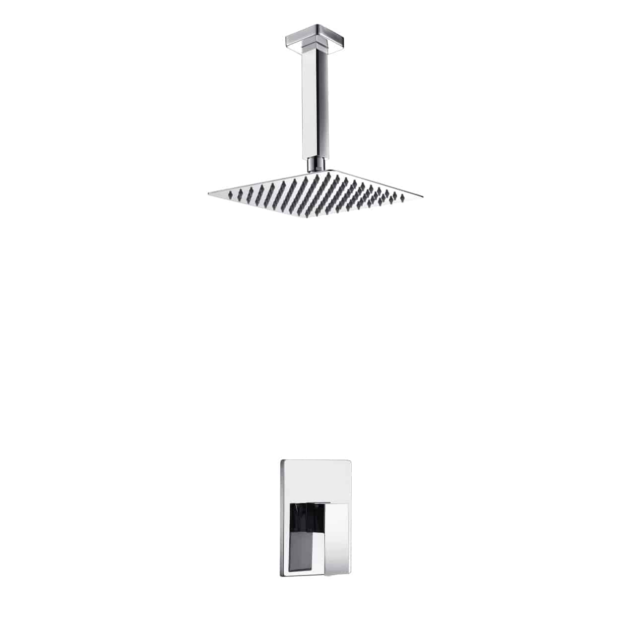 Kube Bath Aqua Piazza Shower Set With 12" Ceiling Mount Square Rain Shower - Renoz