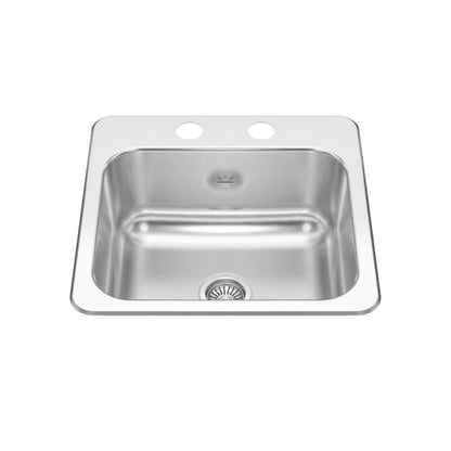 Kindred Creemore 15" x 15" Drop-in Single Bowl 2-Hole Stainless Steel Kitchen Sink - Renoz