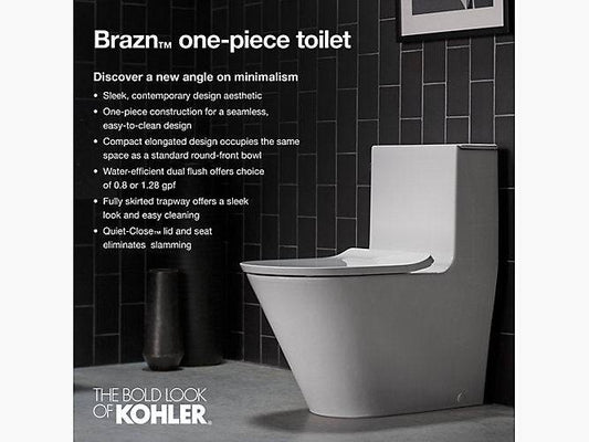 Kohler - Toilette monobloc allongée compacte à double chasse Brazn avec siphon à jupe