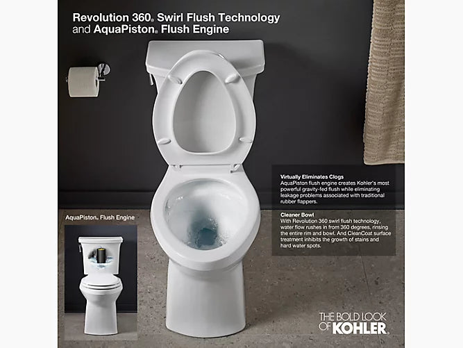 Kohler Cimarron Comfort Height Toilette à hauteur de chaise en deux parties à façade ronde 1,28 GPF