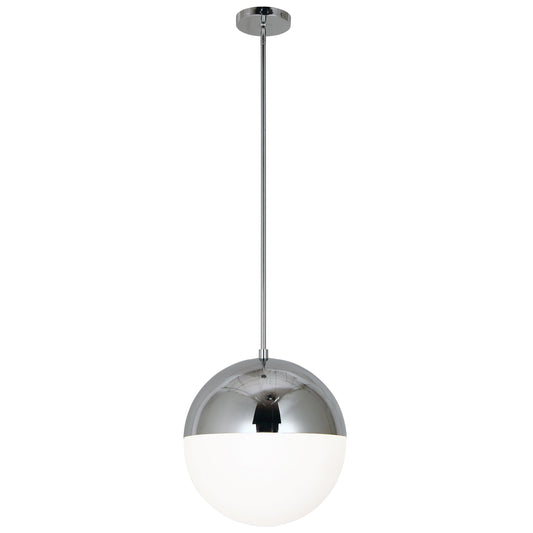 Dainolite 3 Light Halogen Pendant, Polished Chrome Finish with White Glass - Renoz