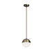 Dainolite 1 Light Halogen Pendant, Antique Brass Finish with White Glass - Renoz