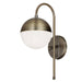 Dainolite 1 Light Halogen Sconce, Antique Brass with White Glass, Hardwire and Plug-In - Renoz