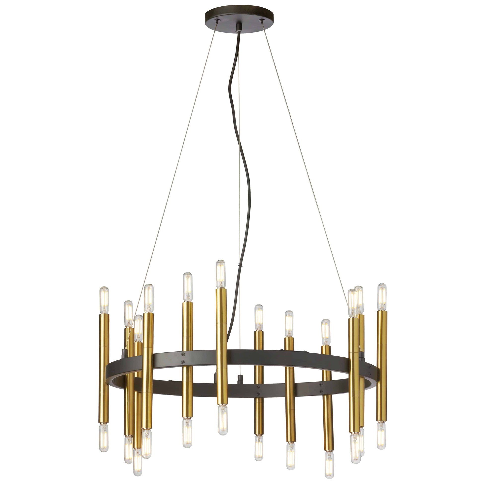 Dainolite Derry 24 Light Matte Black and Aged Brass Incandescent Chandelier - Renoz