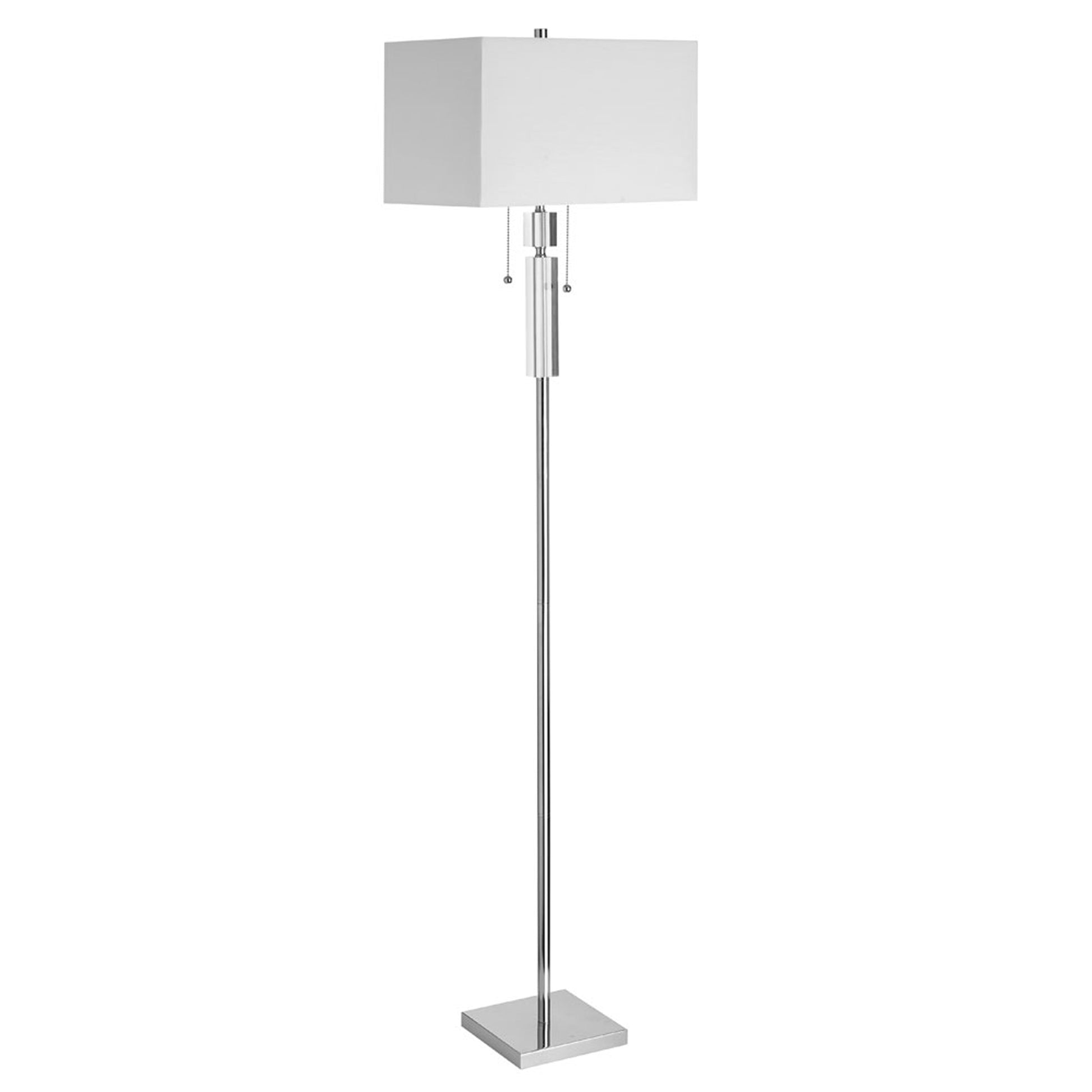 Dainolite Crystal Floor Lamp, Polished Chrome, White Linen Rectangular Shade - Renoz