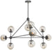 Dainolite 10-Light Triangular Chandelier in Matte Black Finish with Cognac Glass - Renoz