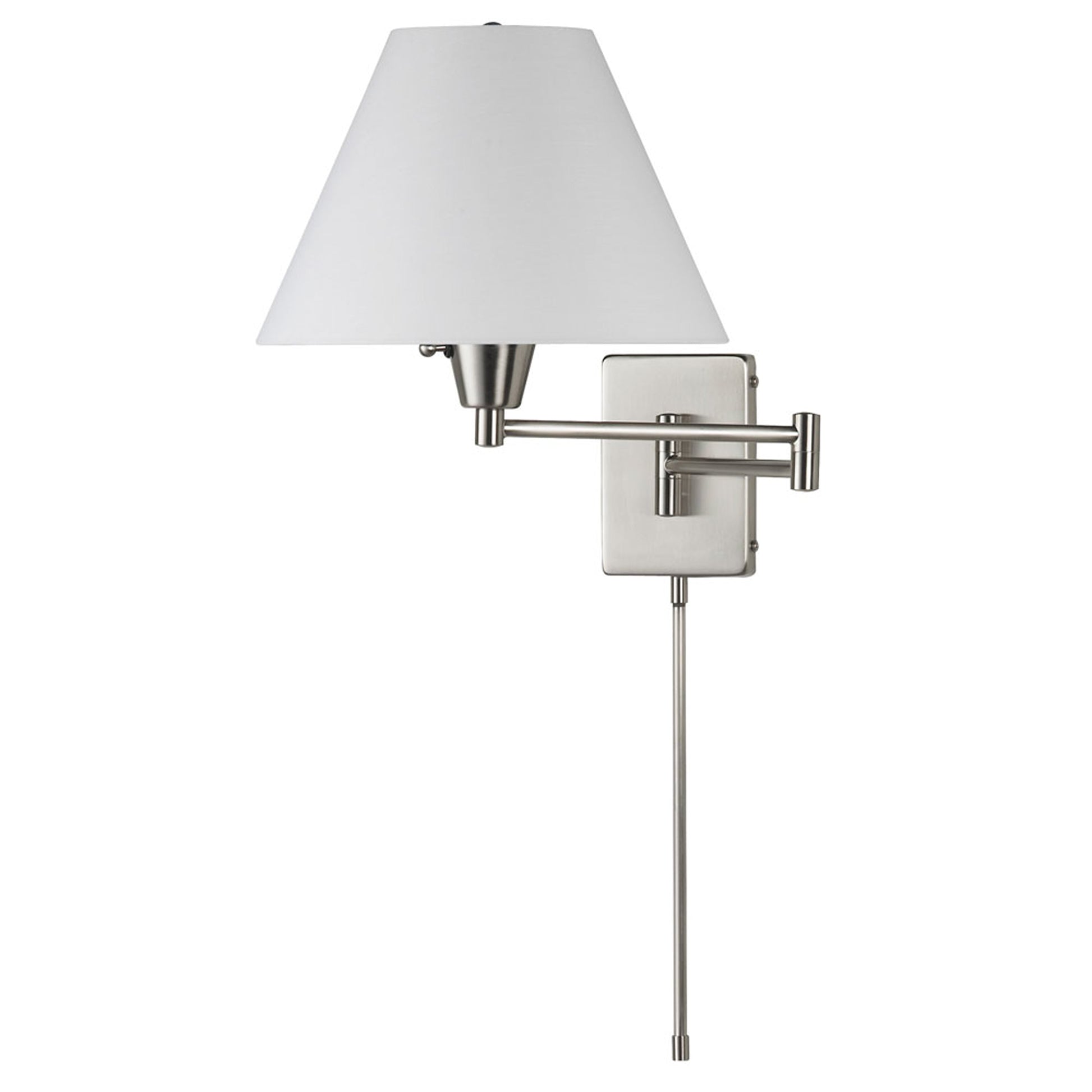 Dainolite Swing Arm Wall Lamp, Satin Chrome, White Linen Empire Shade 195F - Renoz