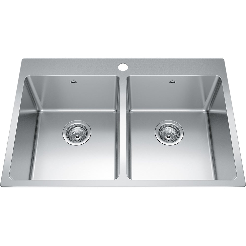 Kindred Brookmore 30.87" x 20.87" 1 Hole 2 Bowl Drop-in Kitchen Sink Stainless Steel - Renoz