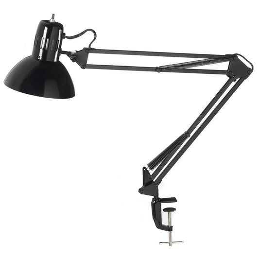 Dainolite Spring Balance Clamp-On Lamp, Gloss Black, 36 inch Reach - Renoz