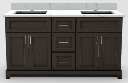 Stonewood Bellrose Desert Oak Wire Brushed Freestanding Vanity with Countertop and Sink