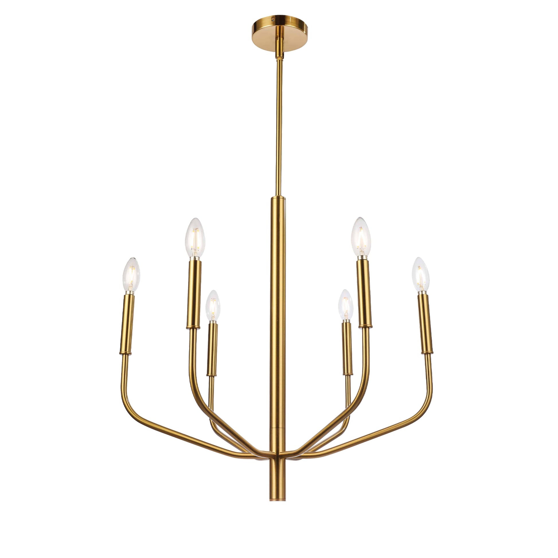 Dainolite 6 Light Incandescent Chandelier, Aged Brass - Renoz