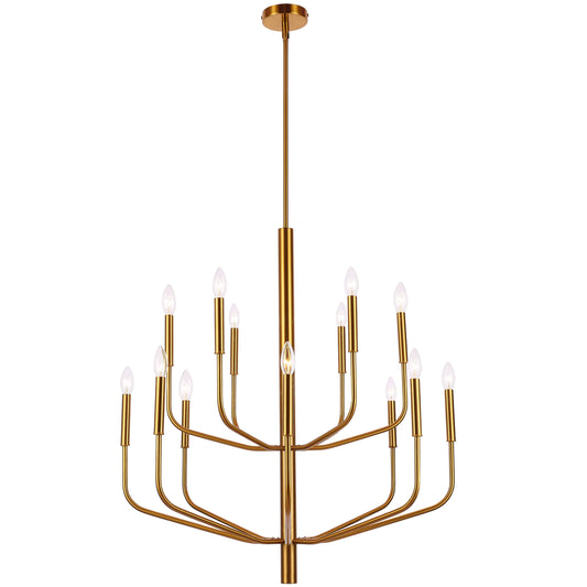 Dainolite Eleanor 14 Light Aged Brass Incandescent Chandelier - Renoz