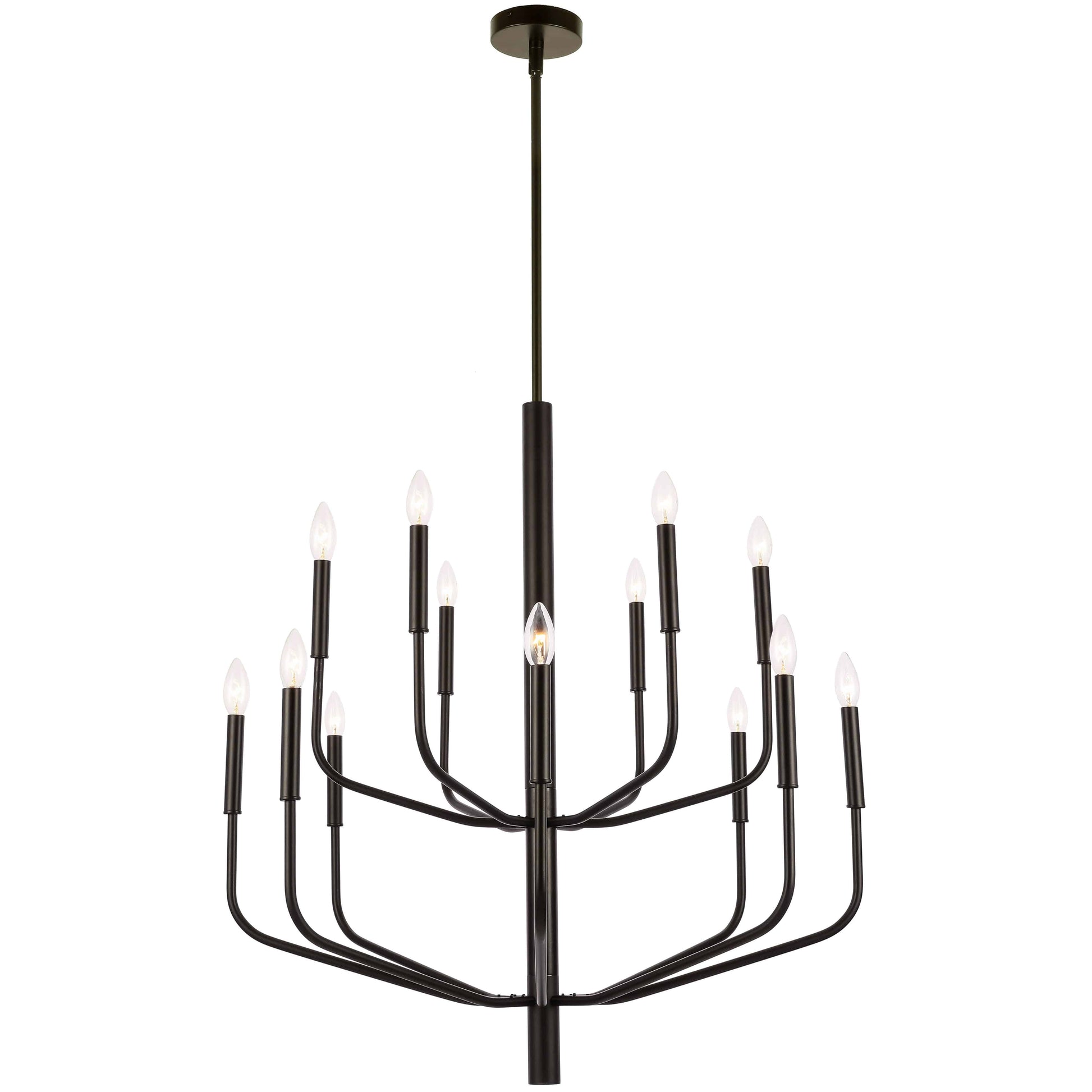 Dainolite Eleanor 14 Light Matte Black Incandescent Chandelier - Renoz