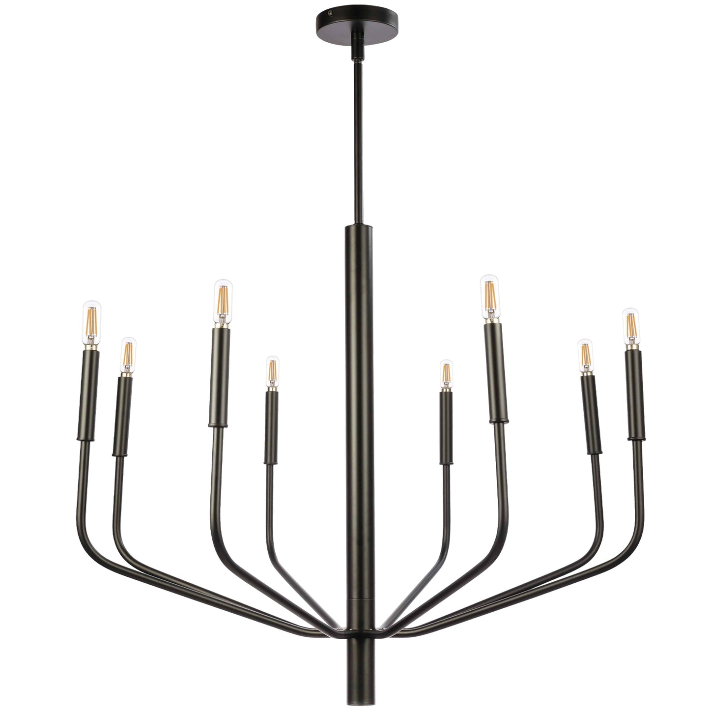 Dainolite 8 Light Incandescent Chandelier, Matte Black - Renoz