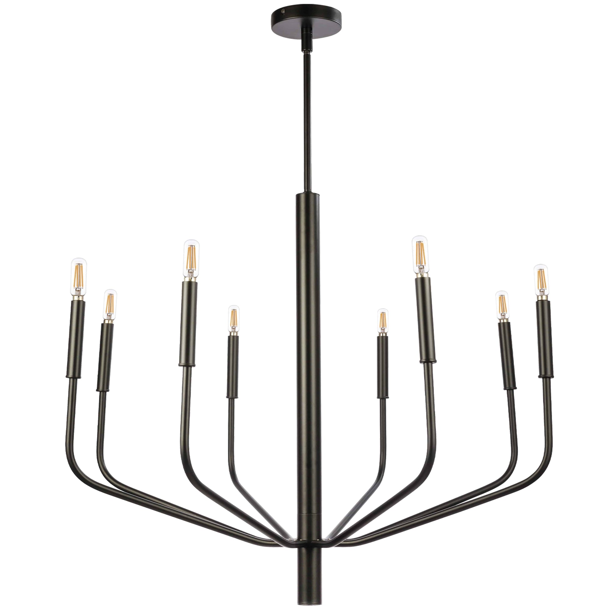 Dainolite 8 Light Incandescent Chandelier, Matte Black - Renoz