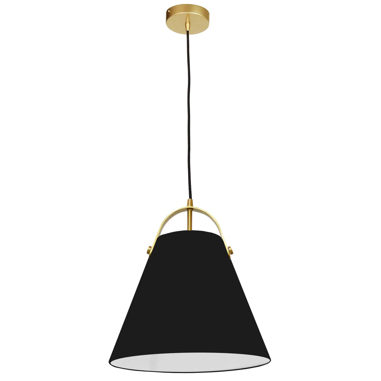 Dainolite 1 Light Emperor Pendant Aged Brass with Black Shade - Renoz