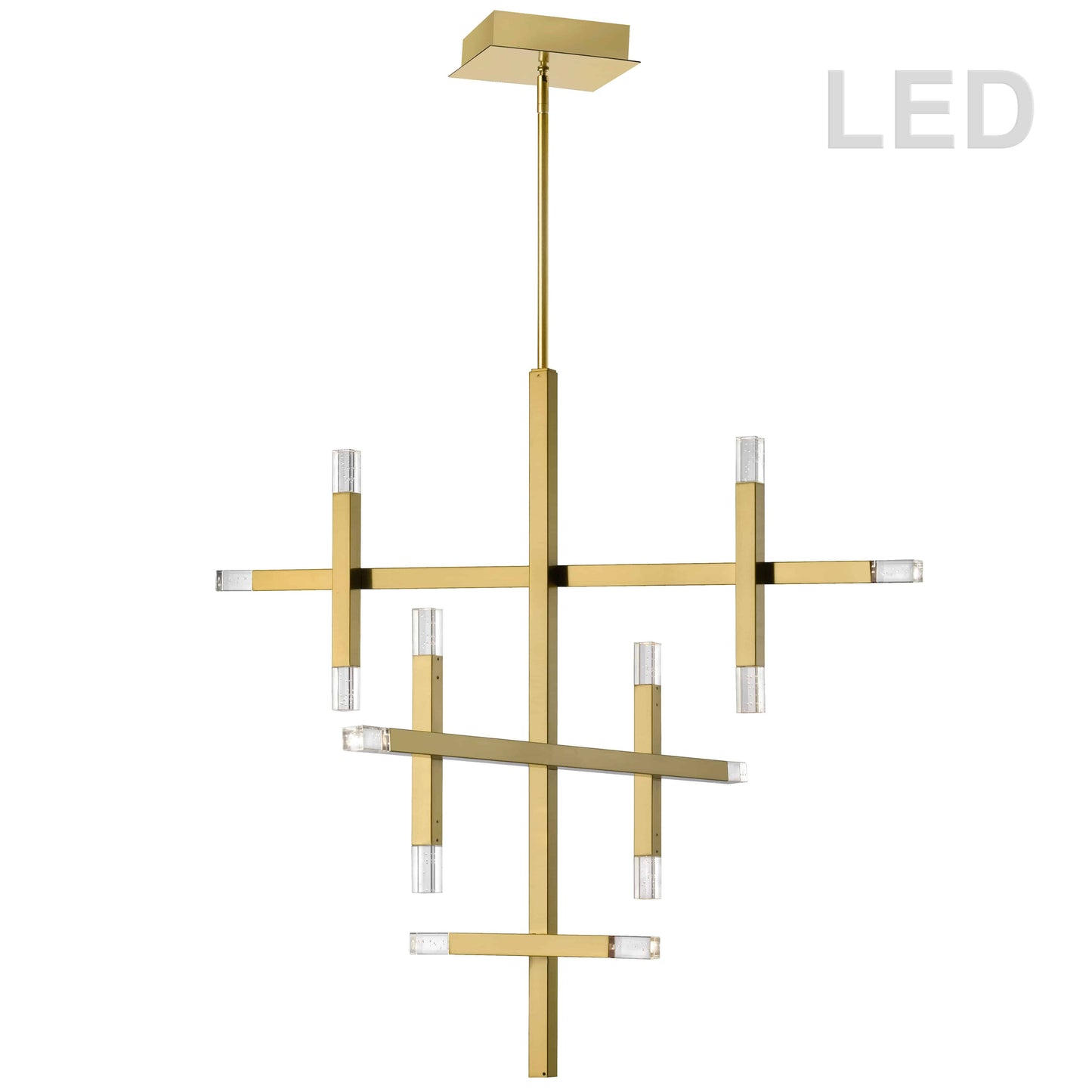 Dainolite 56W Aged Brass Chandelier w/ Acrylic Diffuser - Renoz