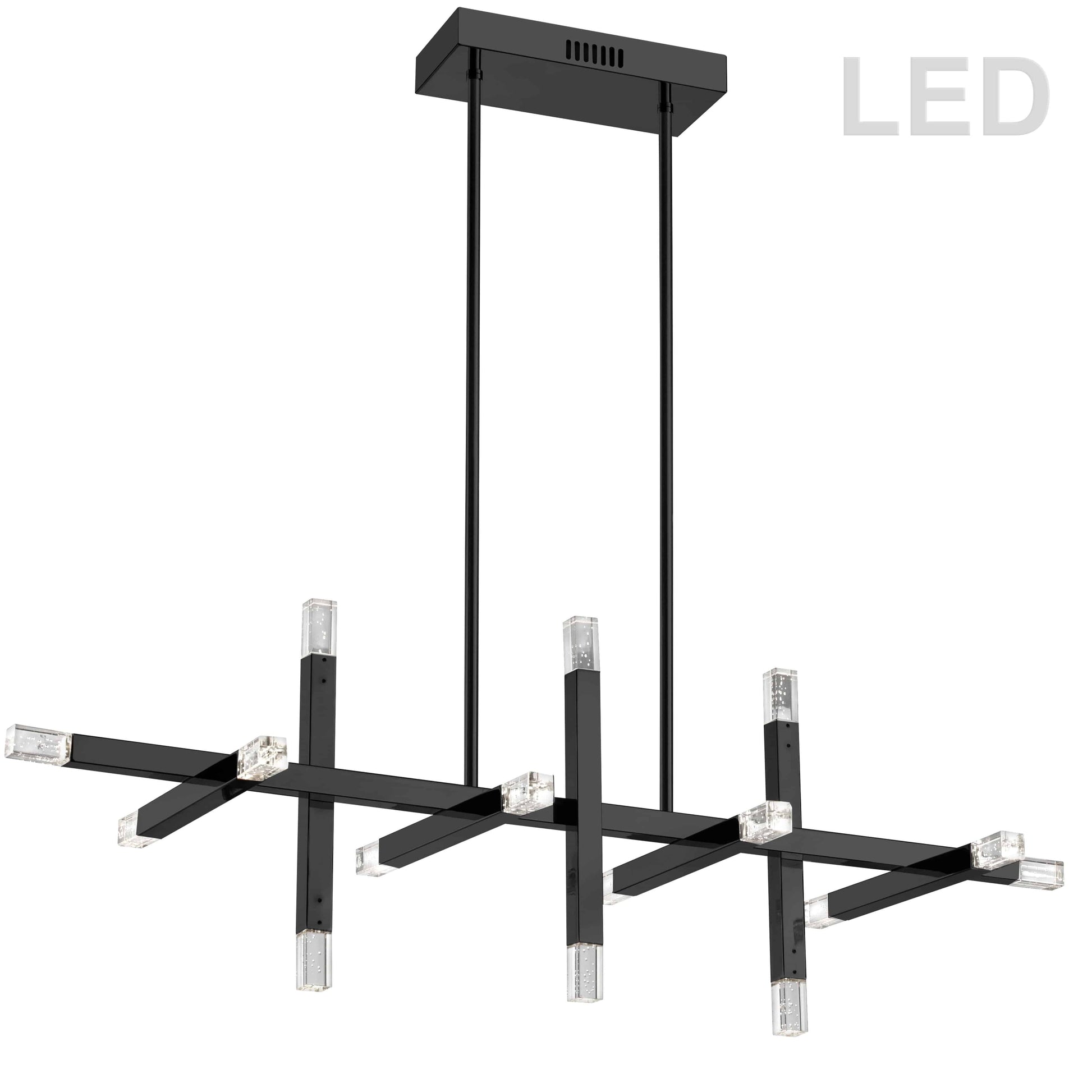 Dainolite 64W Horizontal Matte Black Chandelier w/ Acrylic Diffuser - Renoz