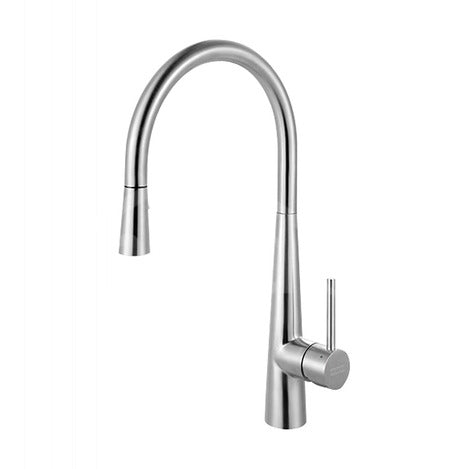 Franke 17-9/16" High-Arch Gooseneck Single Lever Handle Pull-Out Spray Kitchen Faucet, Stainless Steel - Renoz