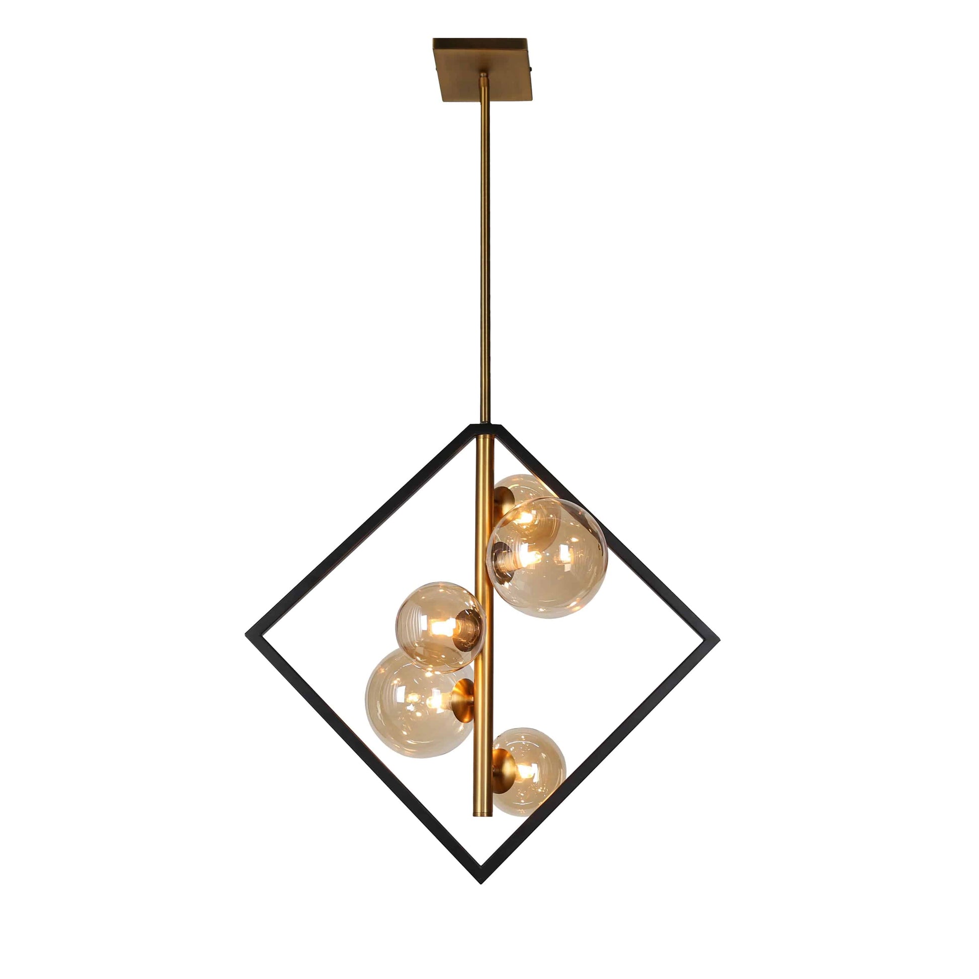 Dainolite 5 Light Pendant, Matte Black/Vintage Bronze Finish, Champagne Glass - Renoz