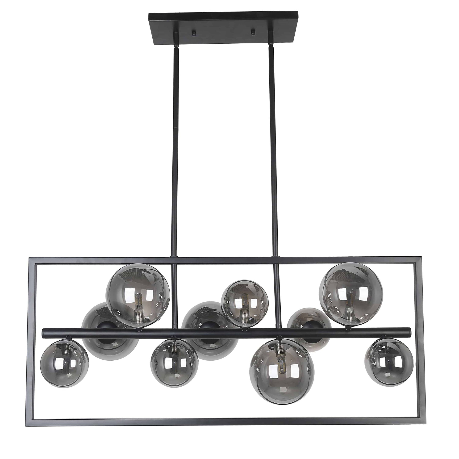 Dainolite 10-Light Halogen Horizontal Pendant in Matte Black Finish with Smoked Glass - Renoz