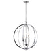 Dainolite 6 Light Chandelier With Crystal Studded Banding, Polished Chrome Finish - Renoz