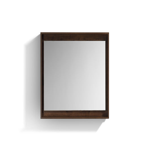 Kube Bath 24″ Wide Mirror With Shelf – Rosewood