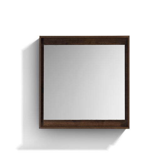 Kube Bath 30″ Wide Mirror With Shelf – Rosewood