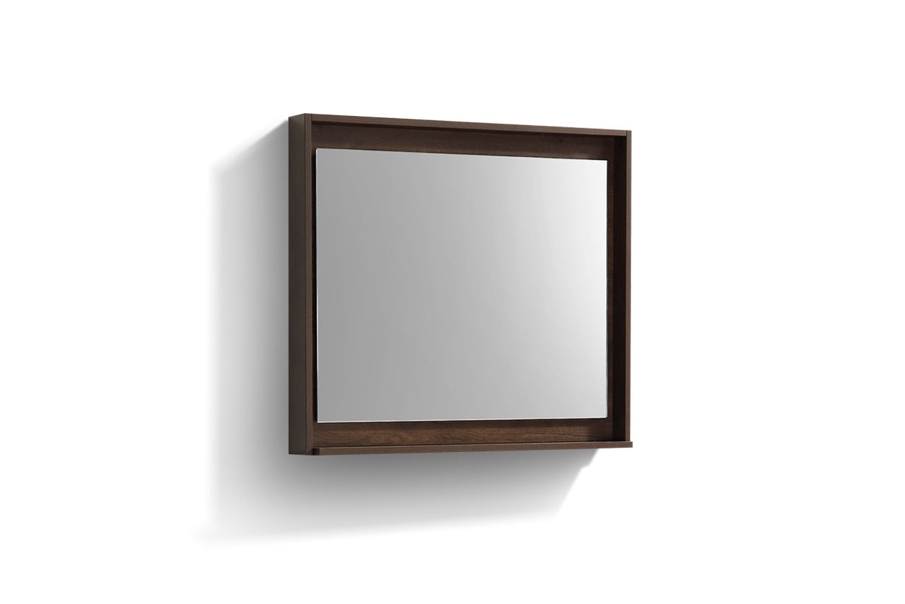 Kube Bath 36″ Wide Mirror With Shelf – Rosewood
