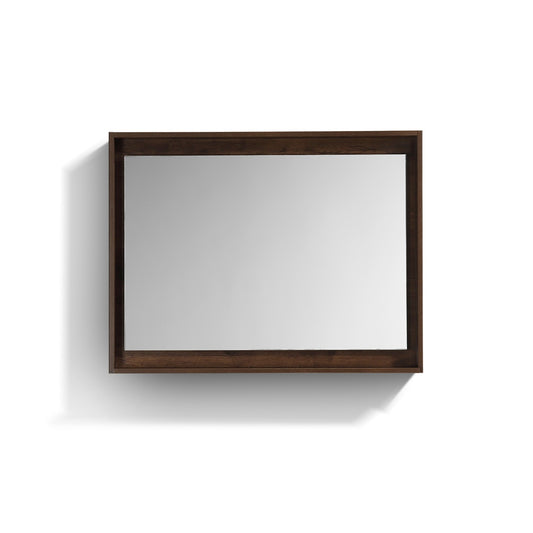 Kube Bath 40″ Wide Mirror With Shelf – Rosewood
