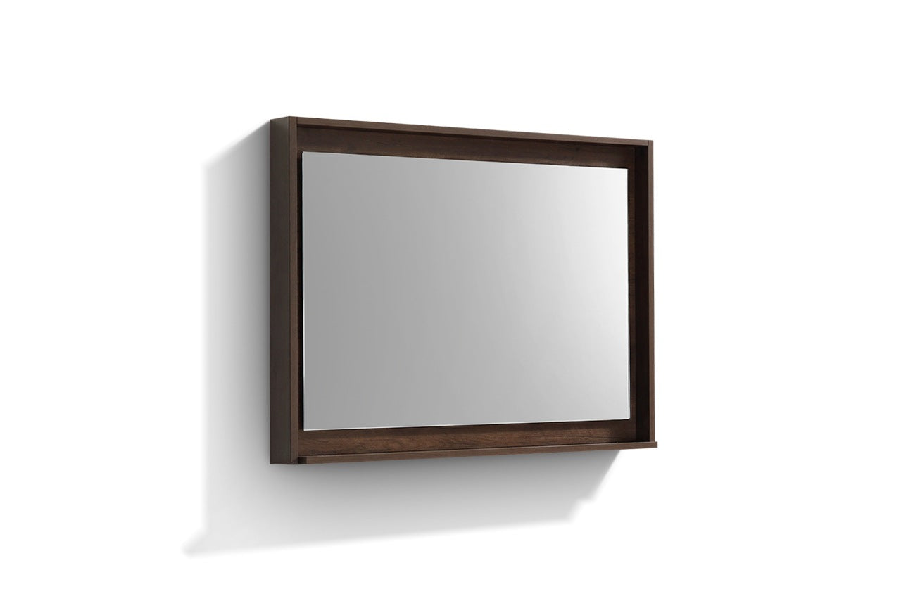 Kube Bath 40″ Wide Mirror With Shelf – Rosewood