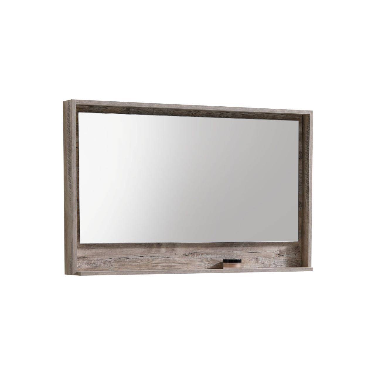 Kube Bath 48" Wide Bathroom Mirror With Shelf – Nature Wood - Renoz