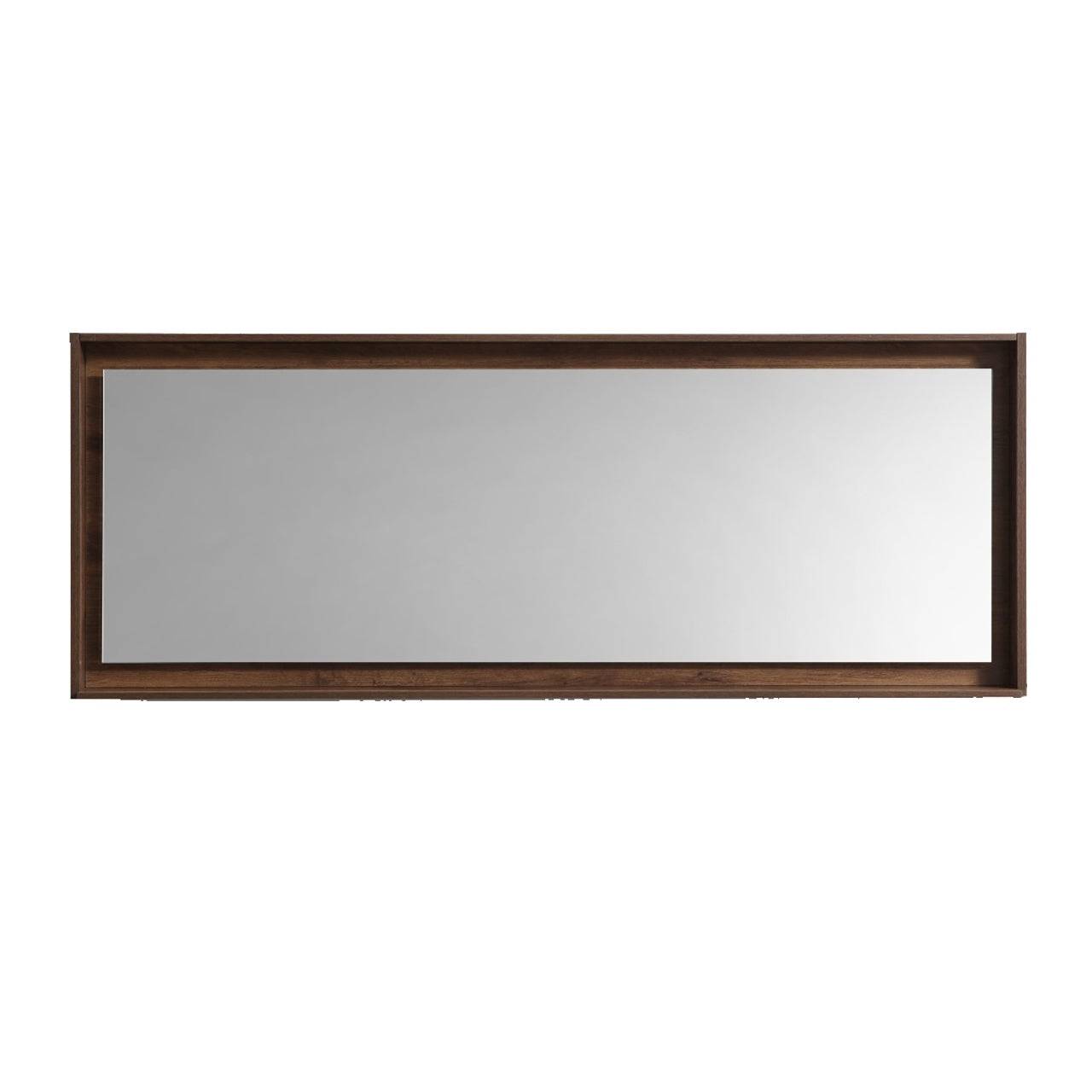 Kube Bath 70" Wide Bathroom Mirror With Shelf – Walnut - Renoz