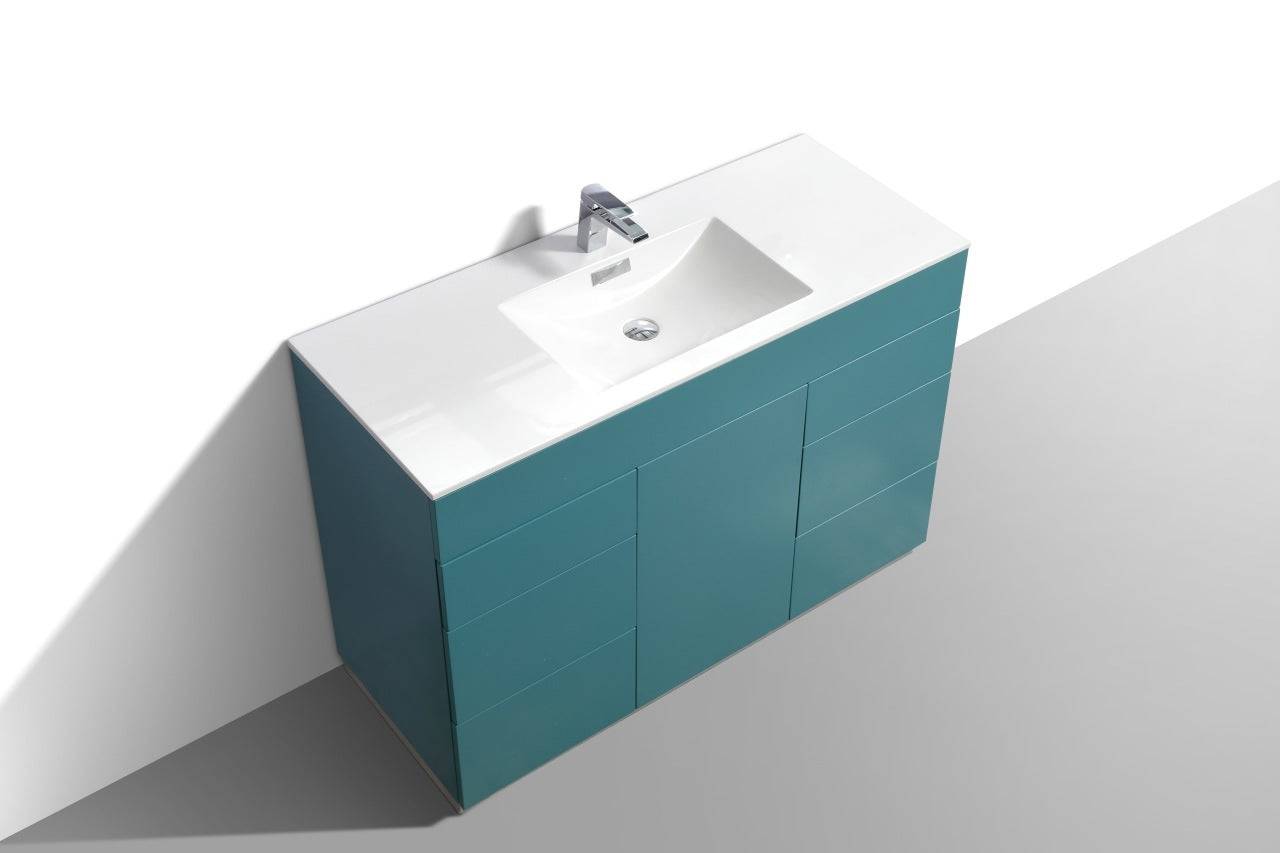 Kube Bath Milano 48" Single Sink Floor Mount Modern Bathroom Vanity With 6 Drawers and 1 Door KFM48S - Renoz