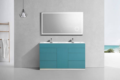 Kube Bath Milano 60" Double Sink Floor Mount Modern Bathroom Vanity With 6 Drawers and 1 Door - Renoz