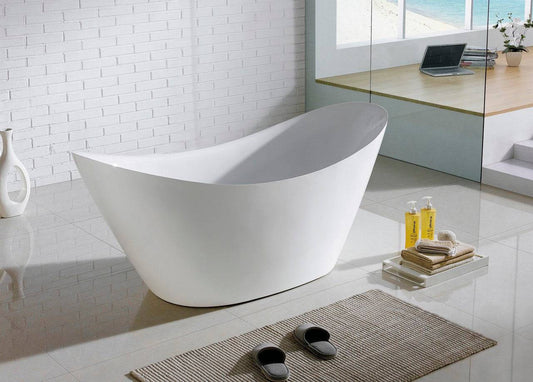 Kube Luna 67.75" x 28.38" x 29" Free Standing Bathtub - Renoz