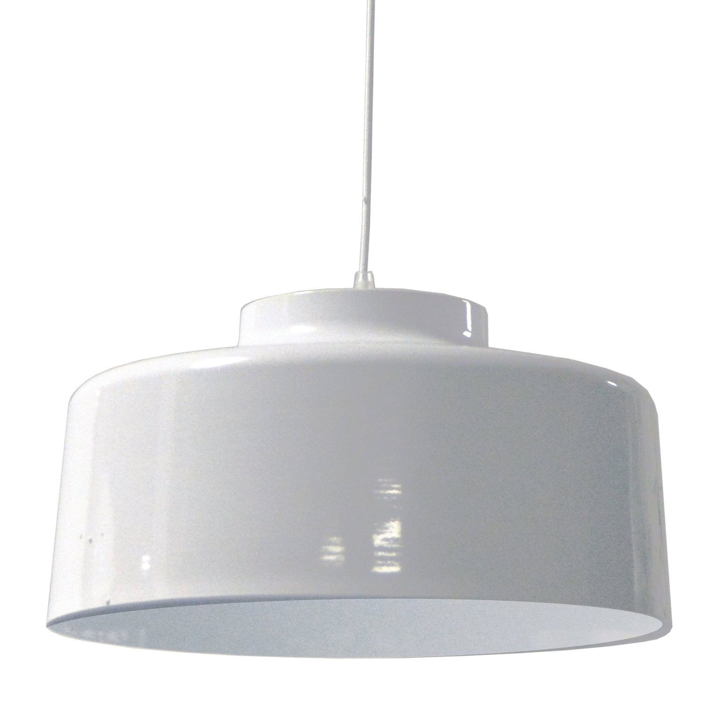 Dainolite 1 Light Metal Pendant, White Finish - Renoz