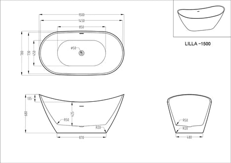 Kodaen Lilia One Piece Freestanding Bathtub