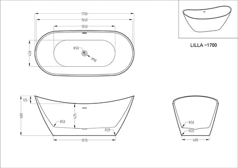 Kodaen Lilia One Piece Freestanding Bathtub