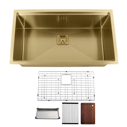 Kodaen 32" Workstation Undermount Single Bowl Kitchen Sink in 16 Gague UNS3000