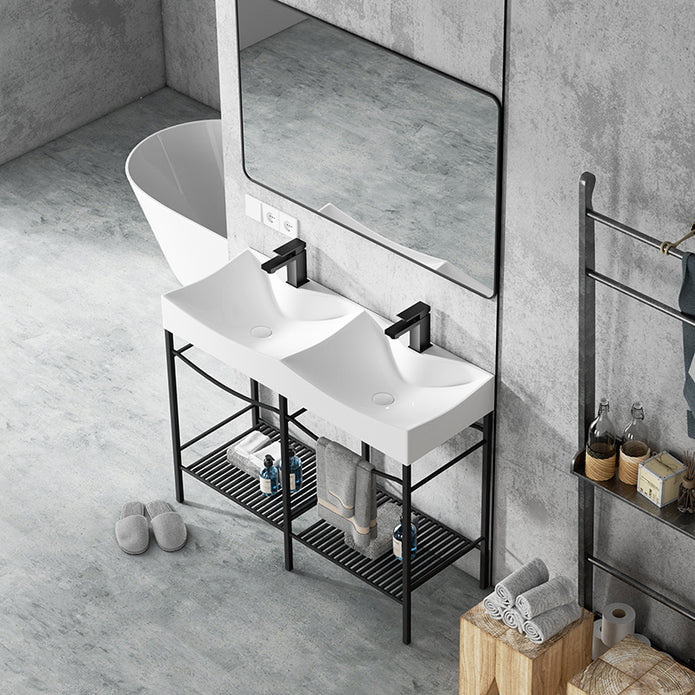 Kodaen 43" European Style Double Bathroom Vanity With Ceramic Vanity Top VPSC27-43B