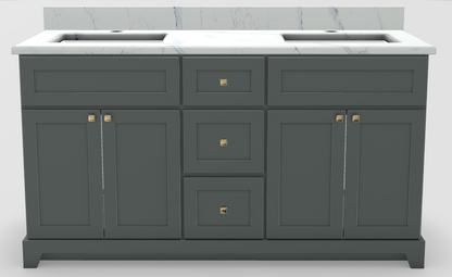 Stonewood Modern Shaker Moss Grey Premium Painted Freestanding Vanity with Countertop and Sink